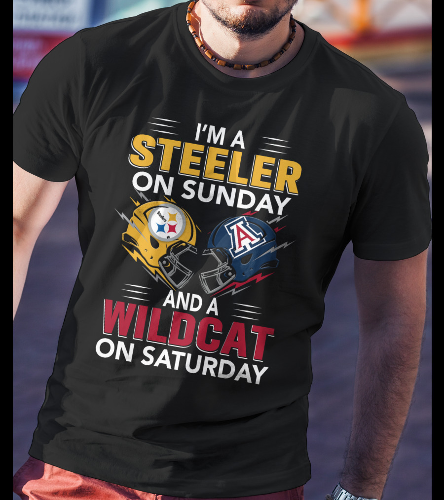 I'm A Steeler On Sunday And A Wildcat On Saturday Helmet Clash T-Shirt