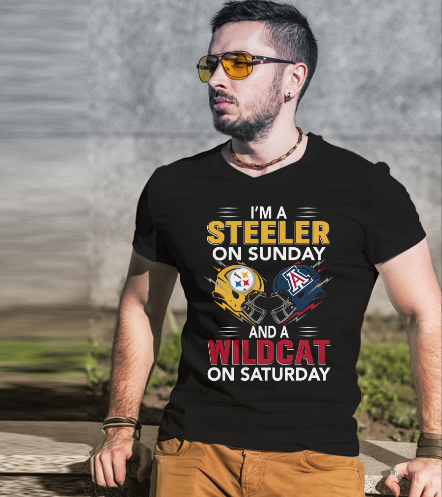 I'm A Steeler On Sunday And A Wildcat On Saturday Helmet Clash T-Shirt