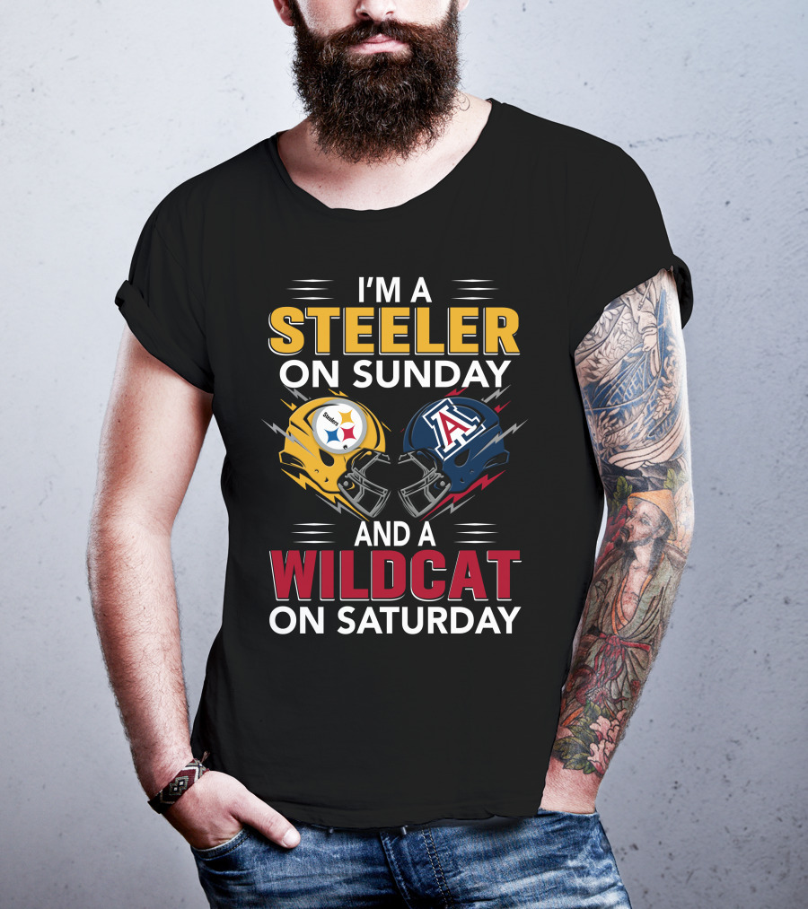 I'm A Steeler On Sunday And A Wildcat On Saturday Helmet Clash T-Shirt