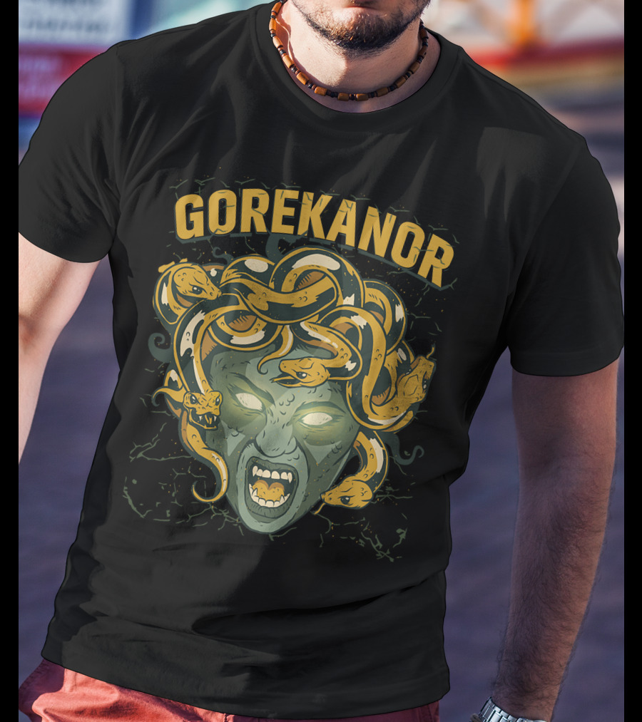Gorekanor Medusa Snakes Glowing Eyes T-Shirt