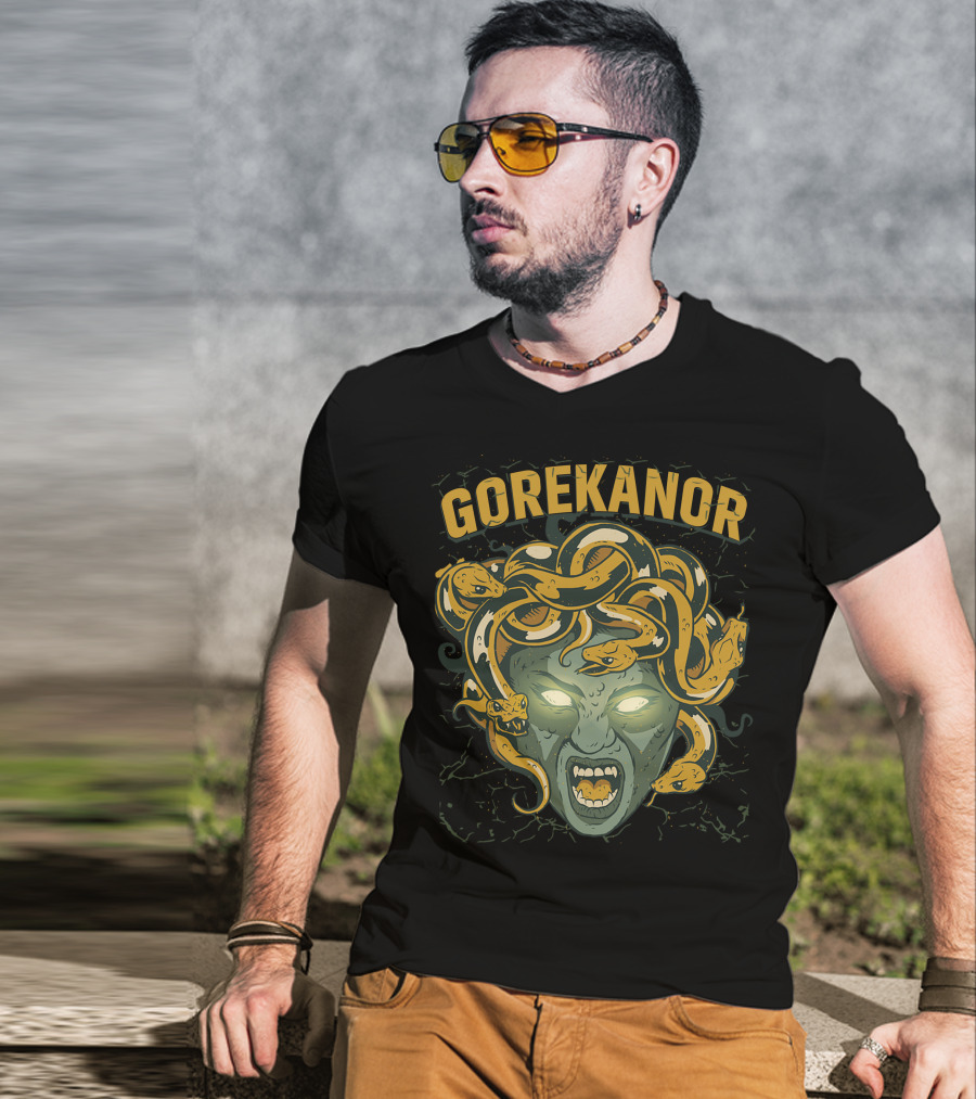 Gorekanor Medusa Snakes Glowing Eyes T-Shirt