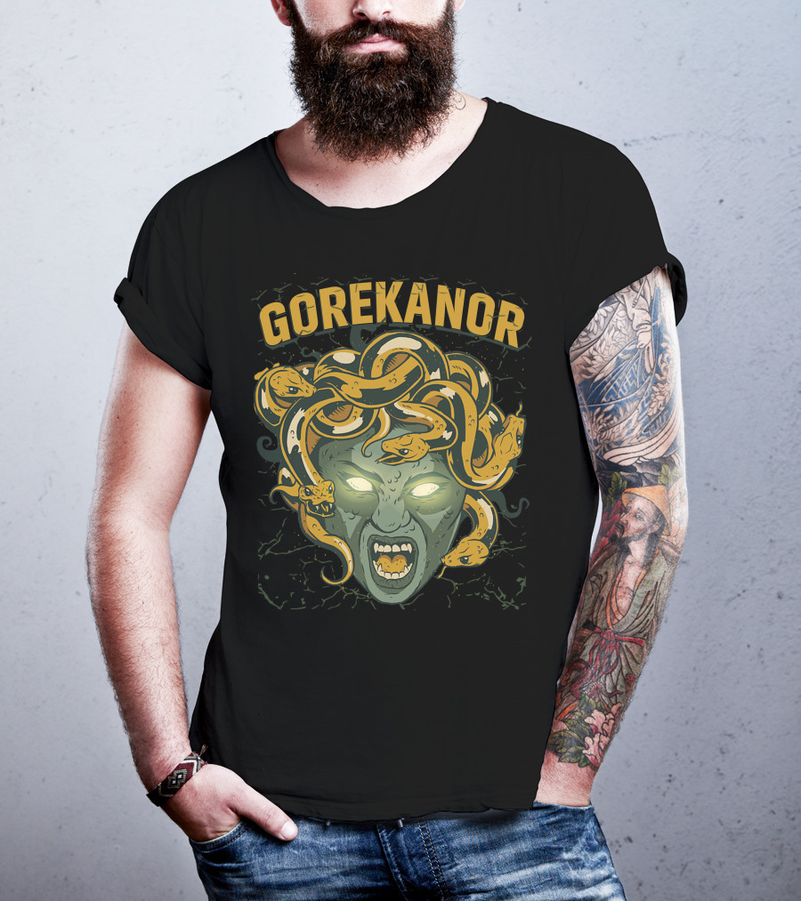 Gorekanor Medusa Snakes Glowing Eyes T-Shirt
