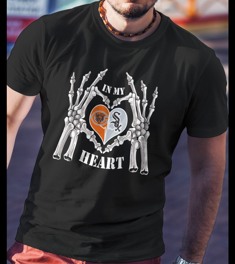 In My Heart Bears White Sox Skeleton Hands T-Shirt