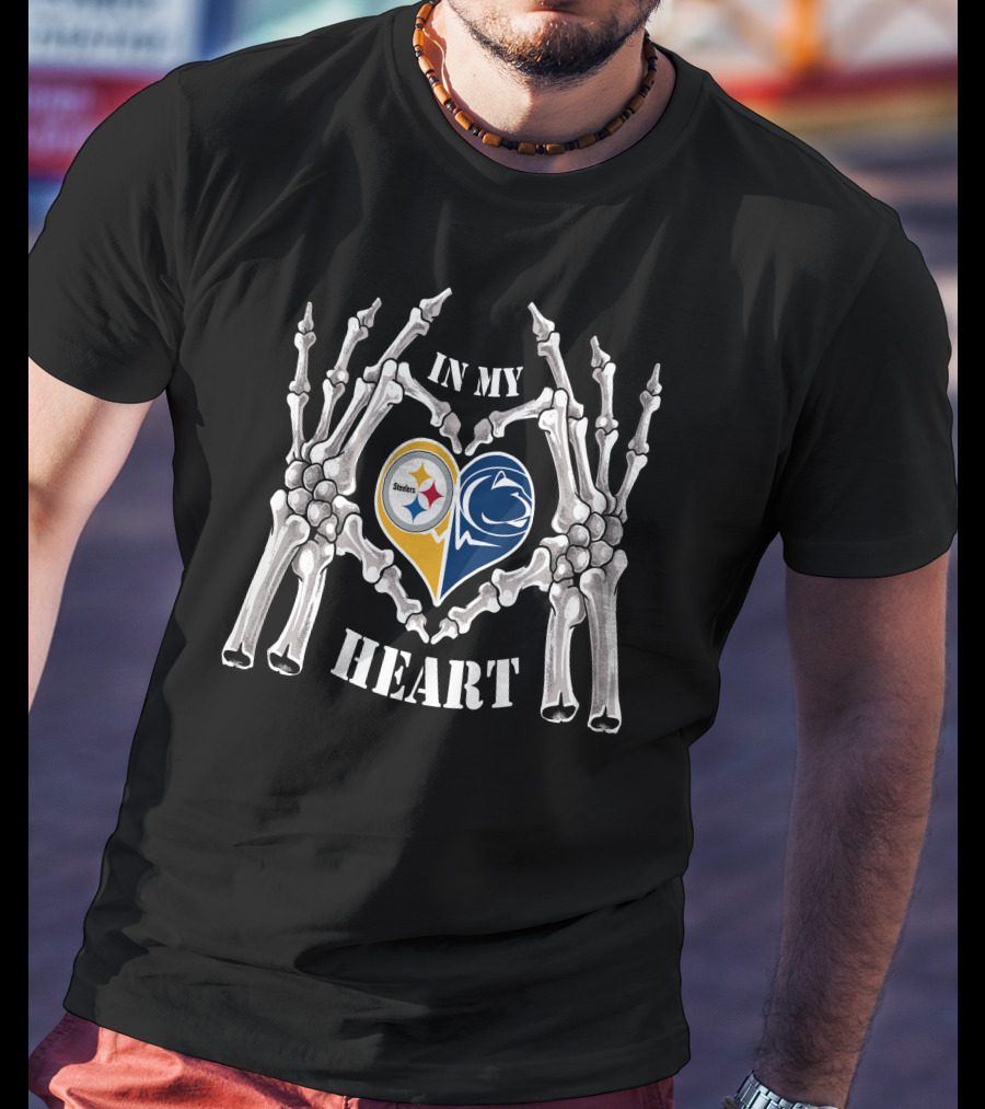 Steelers Penn State In My Heart Skeleton Hands T-Shirt