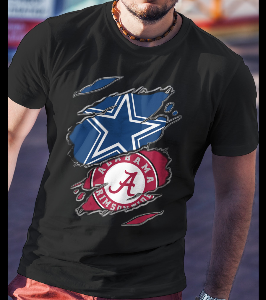 Dallas Cowboys Star Alabama Crimson Tide Crimson And White T-Shirt
