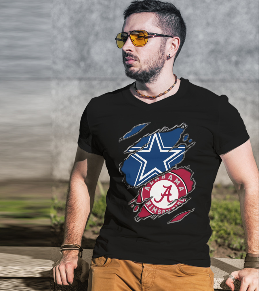 Dallas Cowboys Star Alabama Crimson Tide Crimson And White T-Shirt
