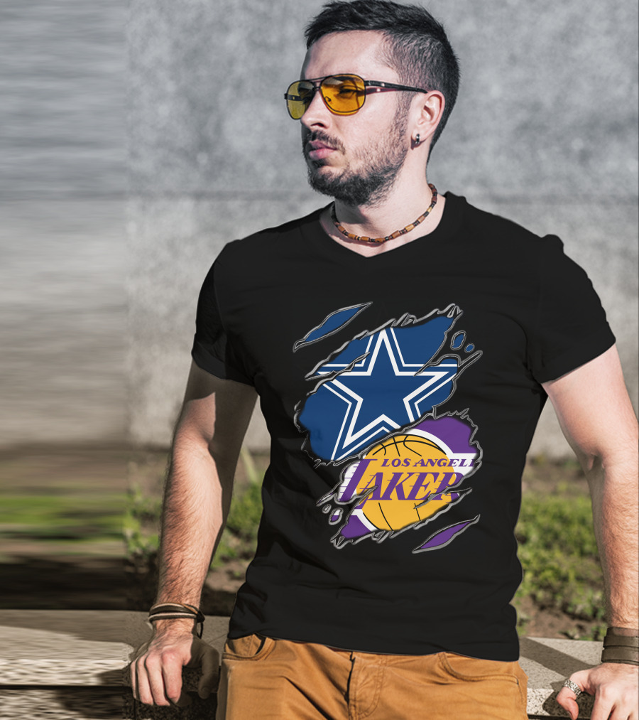 Dallas Cowboys Los Angeles Lakers Fan Crossover T-Shirt