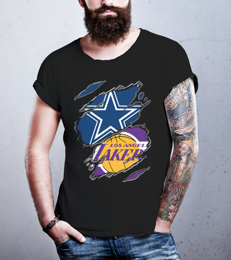 Dallas Cowboys Los Angeles Lakers Fan Crossover T-Shirt