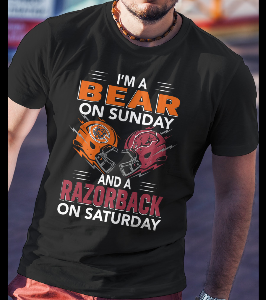 I'm A Bear On Sunday And A Razorback On Saturday Sports Football Helmets T-Shirt