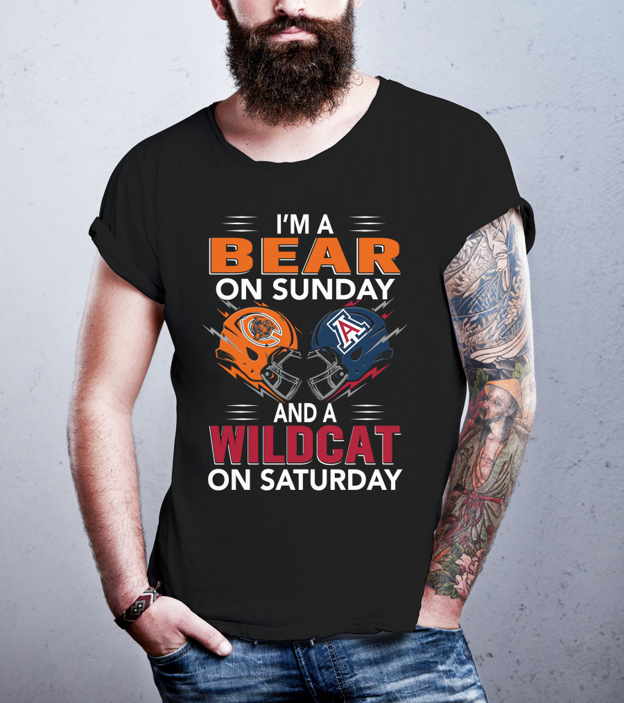 I'm A Bear On Sunday And A Wildcat On Saturday Football Helmet T-Shirt