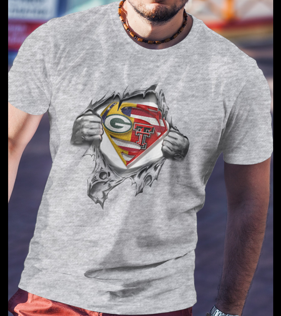 Packers Texas Tech Superhero Symbol Peeking T-Shirt