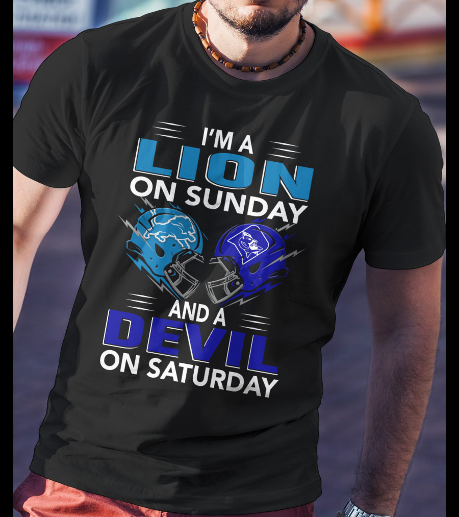 I'm A Lion On Sunday And A Devil On Saturday Football Helmets T-Shirt