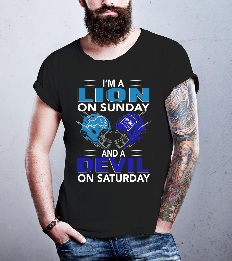 I'm A Lion On Sunday And A Devil On Saturday Football Helmets T-Shirt