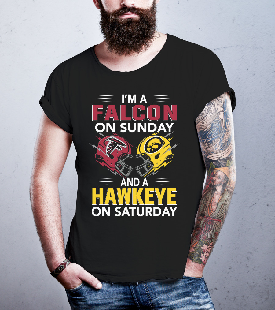 I'm A Falcon On Sunday And A Hawkeye On Saturday Football Helmets T-Shirt