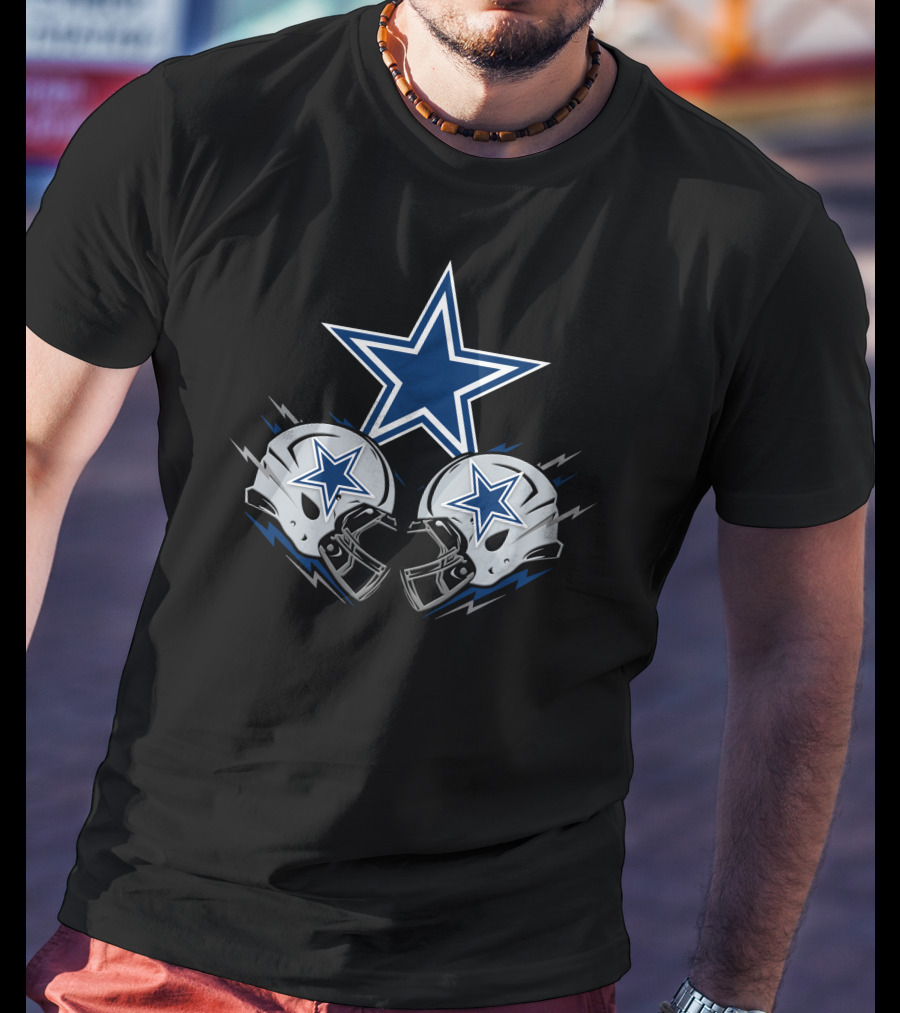 Dallas Cowboys Star Logo Helmets Clash T-Shirt