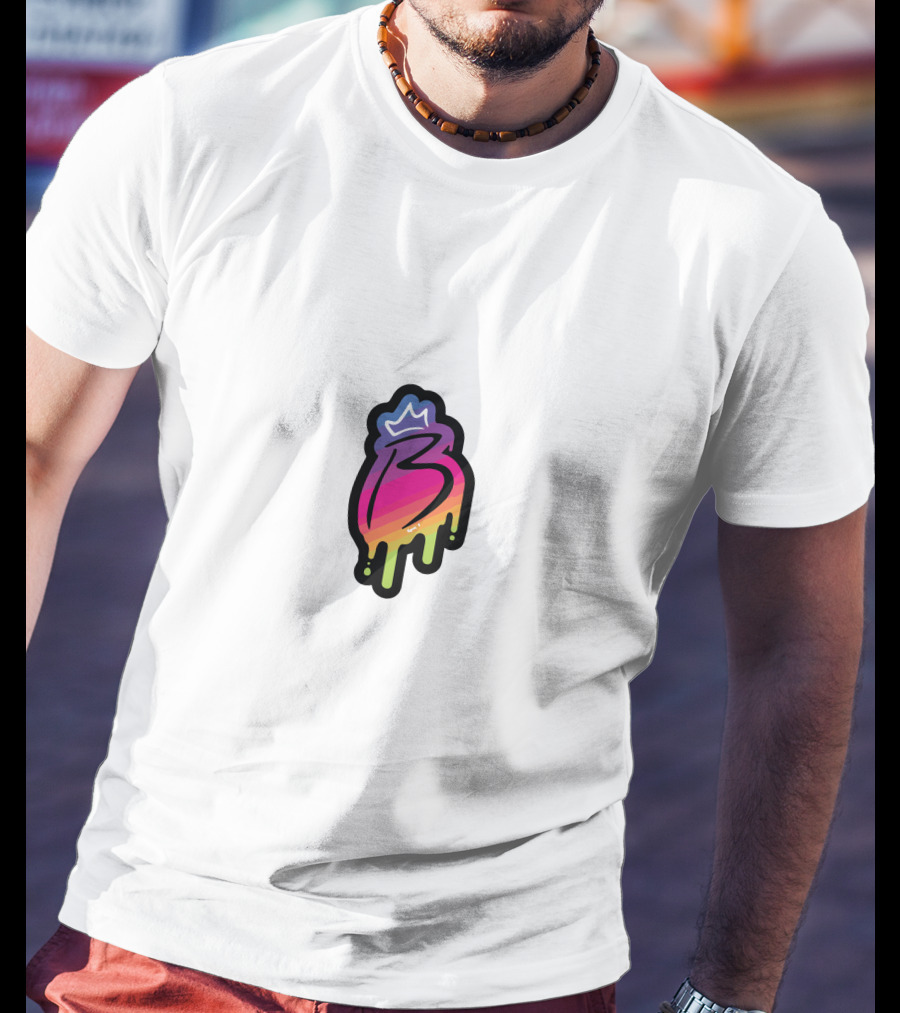 Royally B Drip With Crown Icon Gradient Pink Yellow Black Border T-Shirt