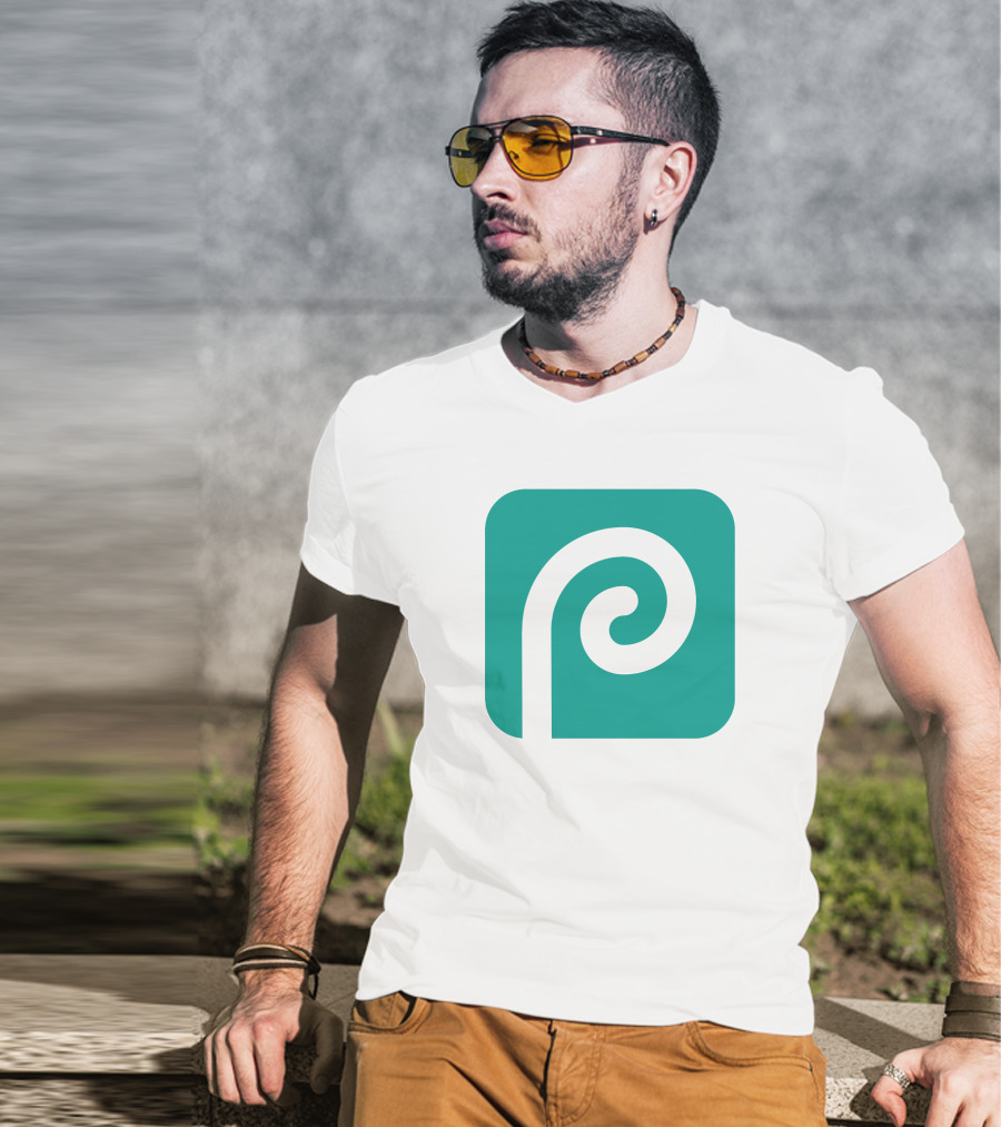 Photopea Logo Green Square Icon With White Curved P T-Shirt