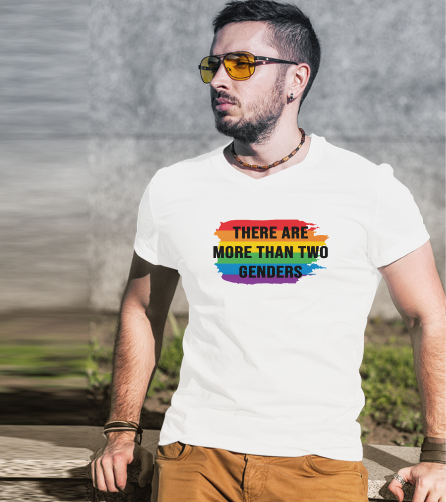 THERE ARE MORE THAN TWO GENDERS Rainbow Pride Flag T-Shirt