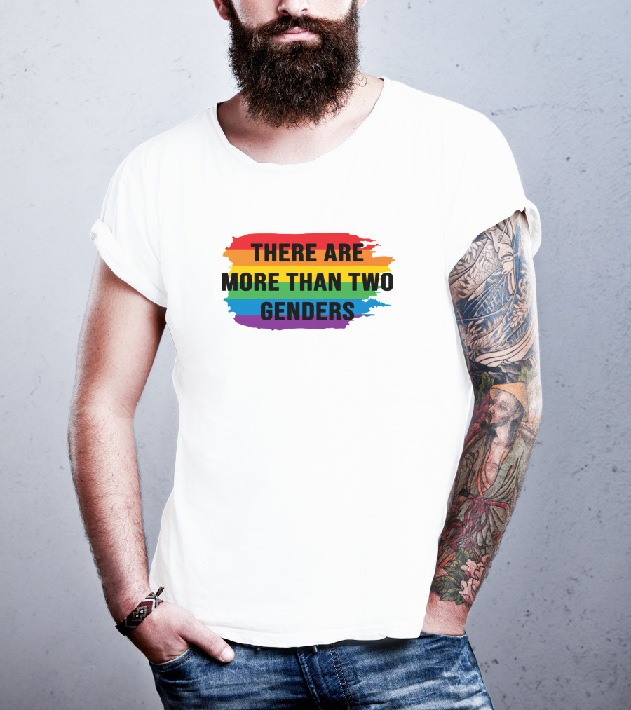THERE ARE MORE THAN TWO GENDERS Rainbow Pride Flag T-Shirt