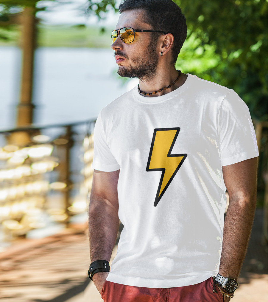 Thunder Bolt Lightning Symbol Vector Emblem T-Shirt