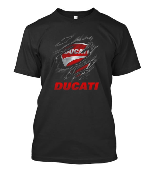 DUCATI Red Logo Ripped Effect T-Shirt