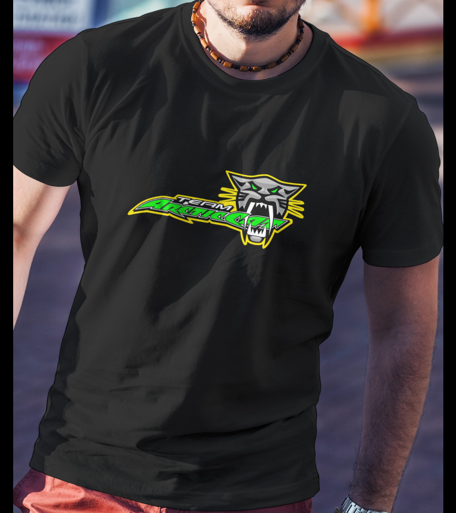 Team Arctic Cat Logo With Fierce Cat Head T-Shirt