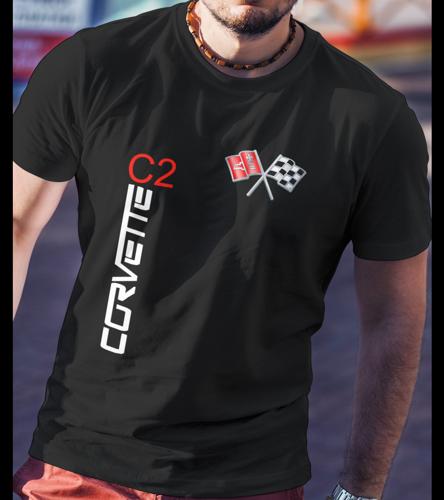 CORVETTE C2 Crossed Flags Emblem T-Shirt