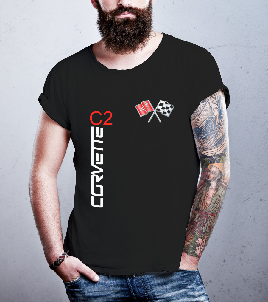 CORVETTE C2 Crossed Flags Emblem T-Shirt