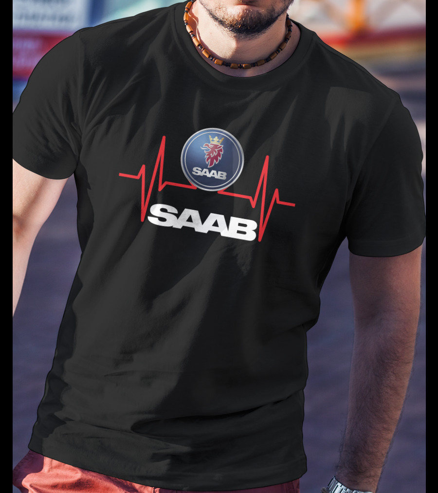 SAAB Logo With Heartbeat Line T-Shirt