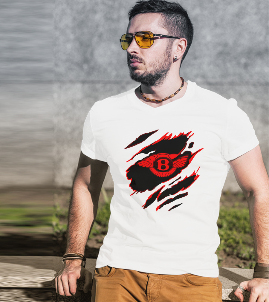 Bentley Red Winged Logo With Claw Marks T-Shirt