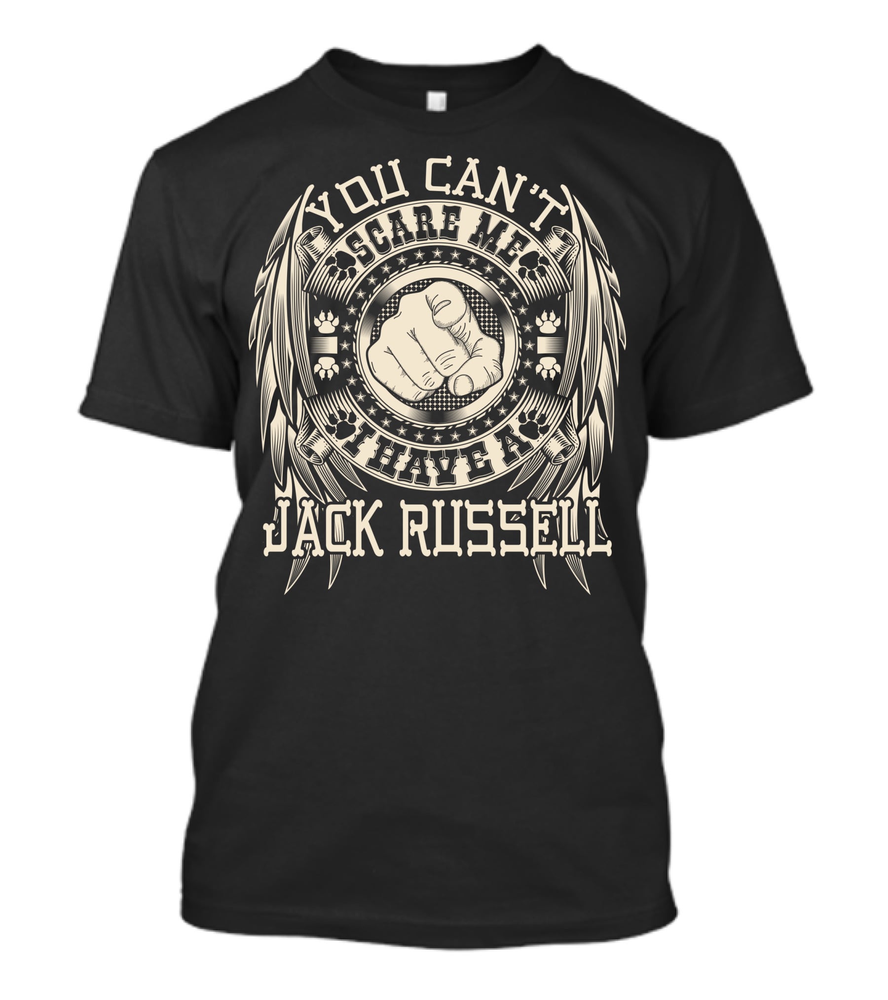 You Can't Scare Me I Have A Jack Russell Vintage Style Winged T-Shirt