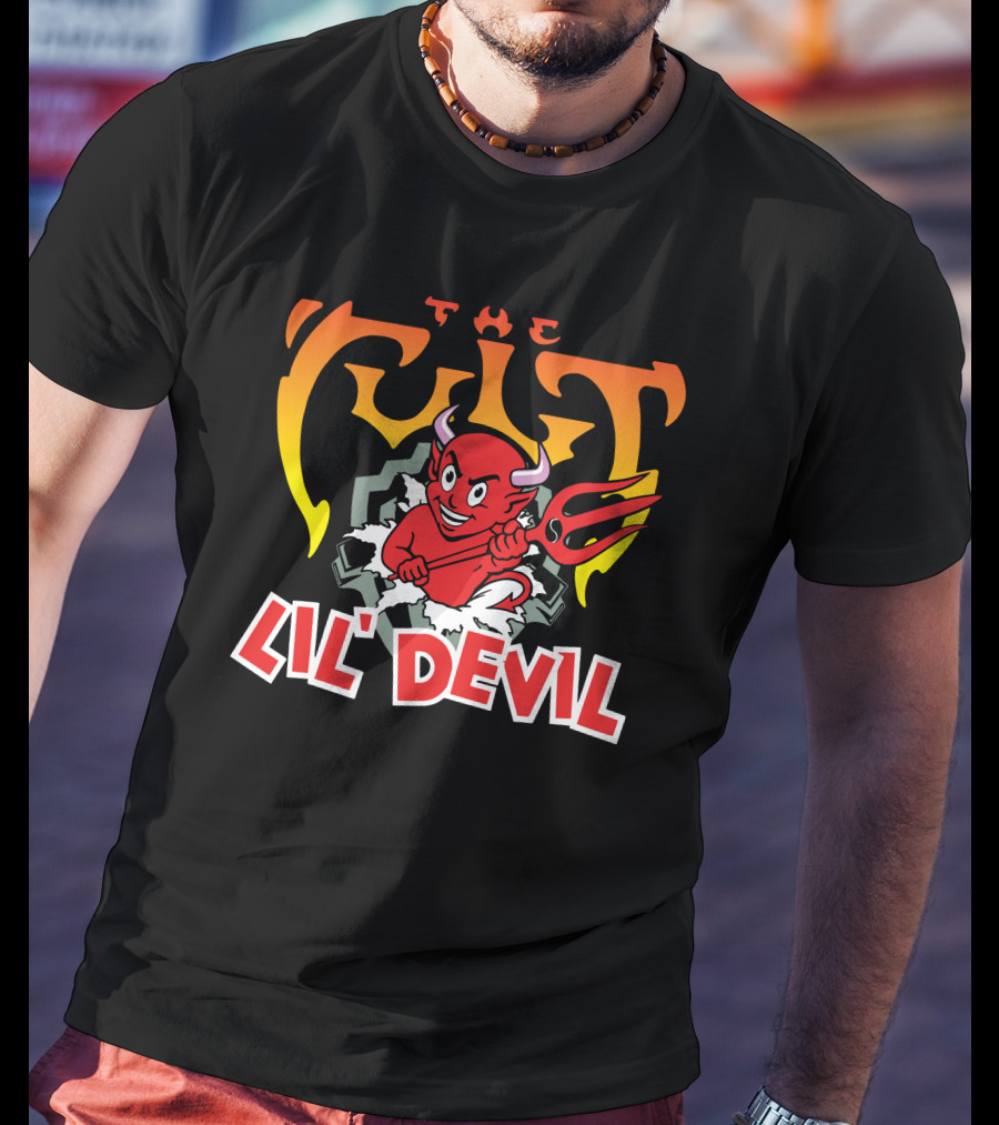 The Cult Lil' Devil Iconic Red Character With Pitchfork T-Shirt
