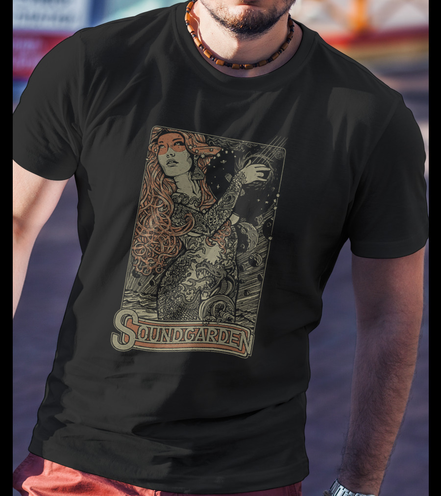 Soundgarden Psychedelic Art Nouveau Style Mystical Woman And Cosmic T-Shirt