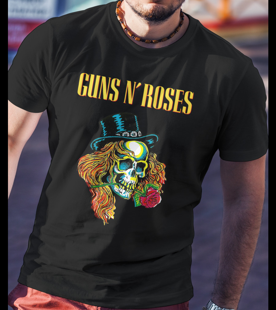 Guns N' Roses Skull With Hat And Rose T-Shirt