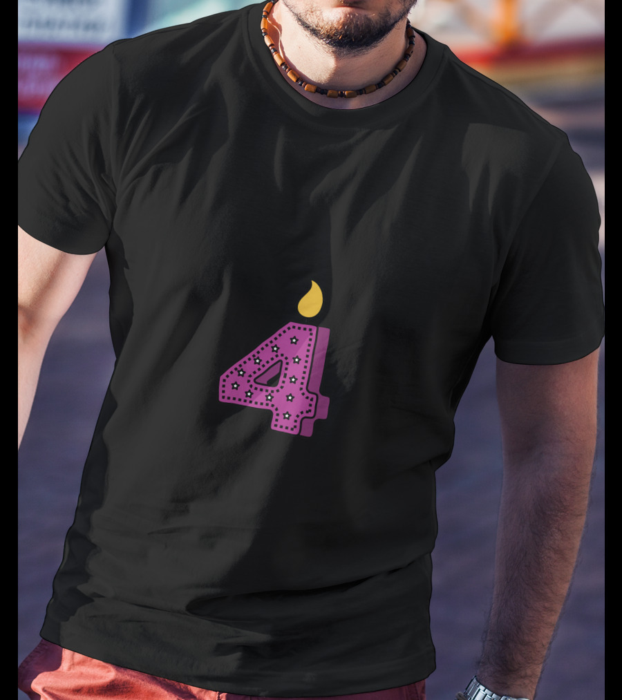 Four Pink Candle With Stars And Flame T-Shirt