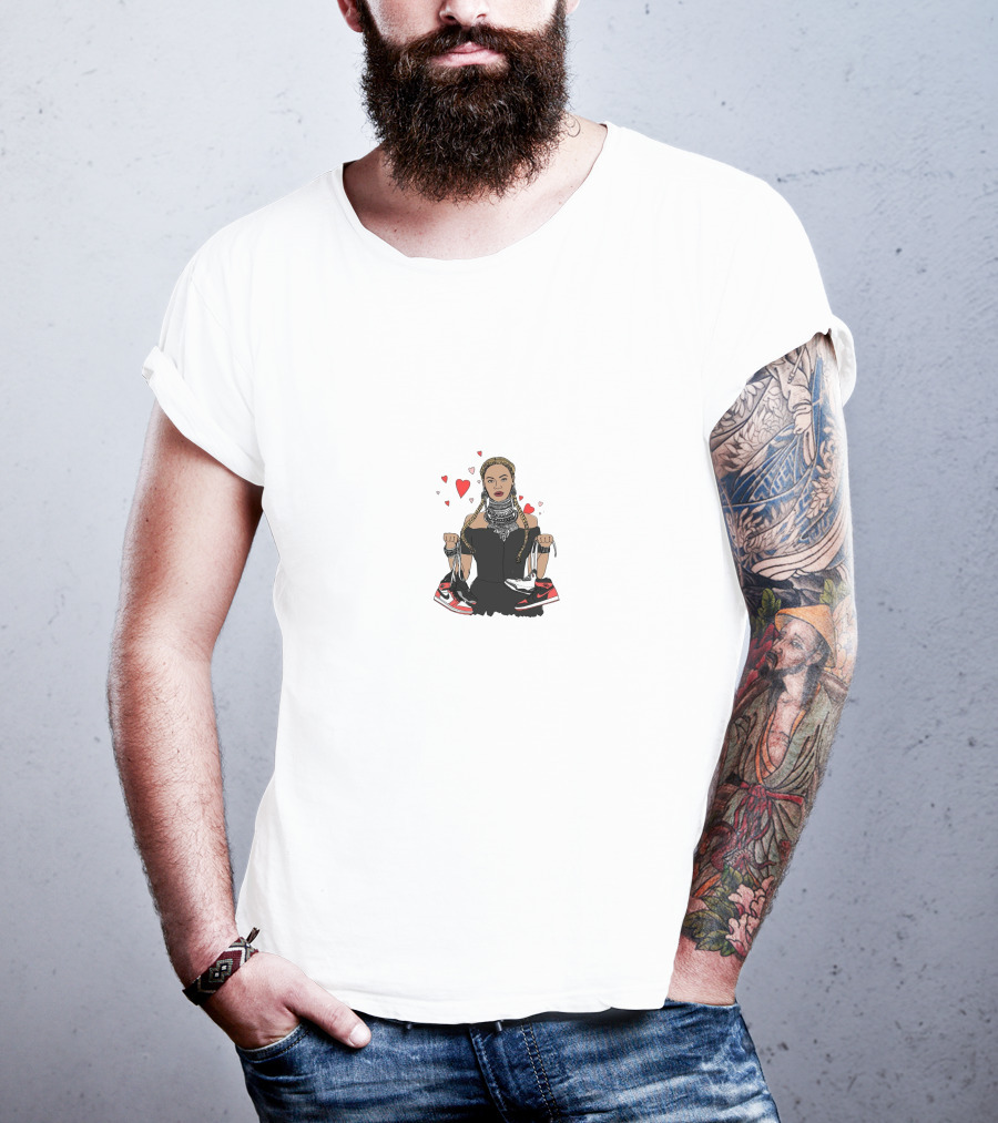 Beyonce Holding Sneakers With Red Hearts T-Shirt