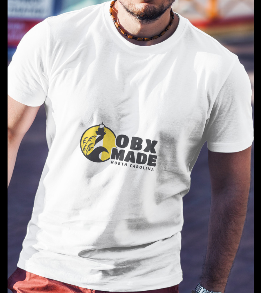 OBX Made North Carolina Lighthouse Wave Badge T-Shirt