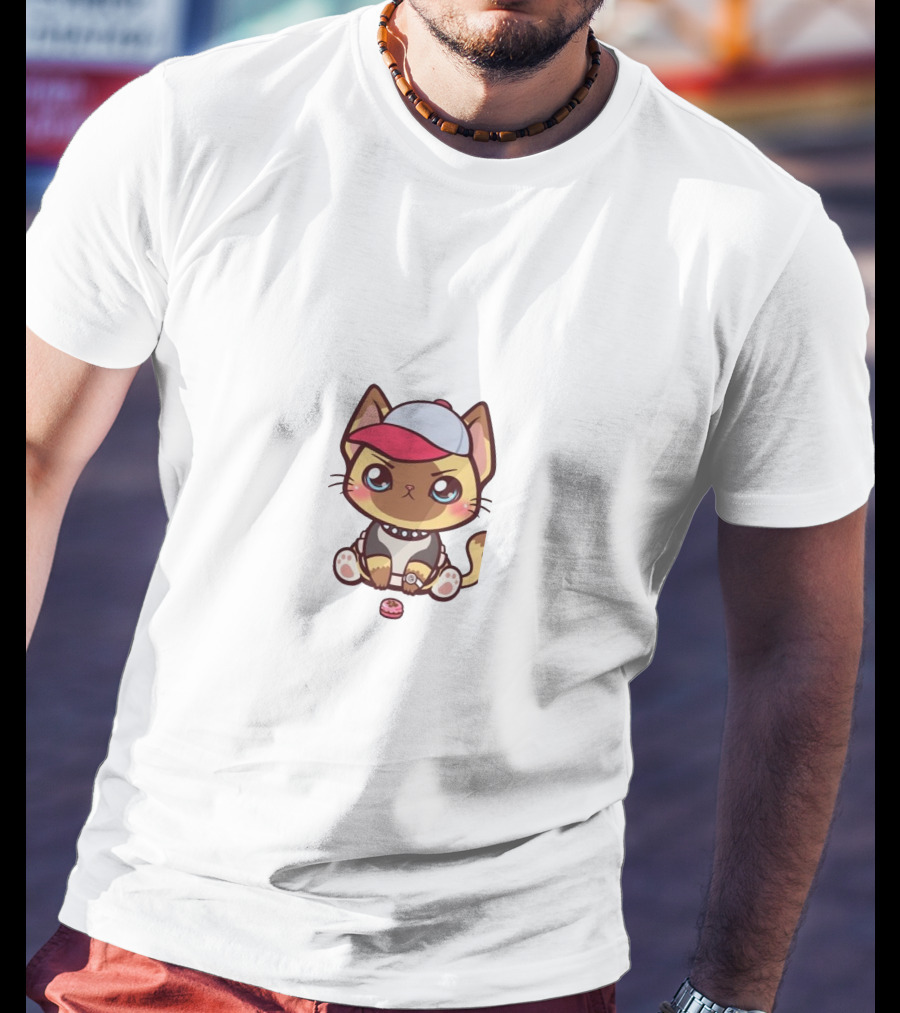 EddieVR Cat With Hat And Donut T-Shirt