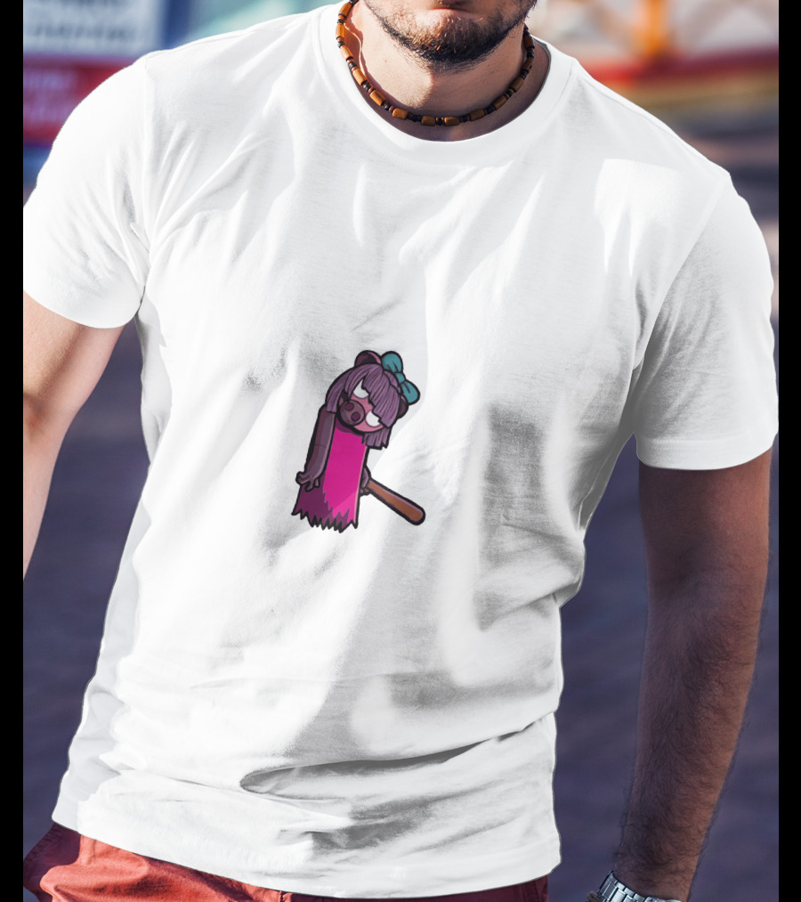 Kindly Keyin Bat-Wielding Purple Bear Character T-Shirt