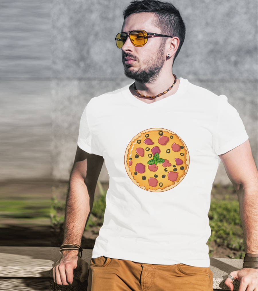 Pizza Meaning Basil Olive Pepperoni Pizza T-Shirt