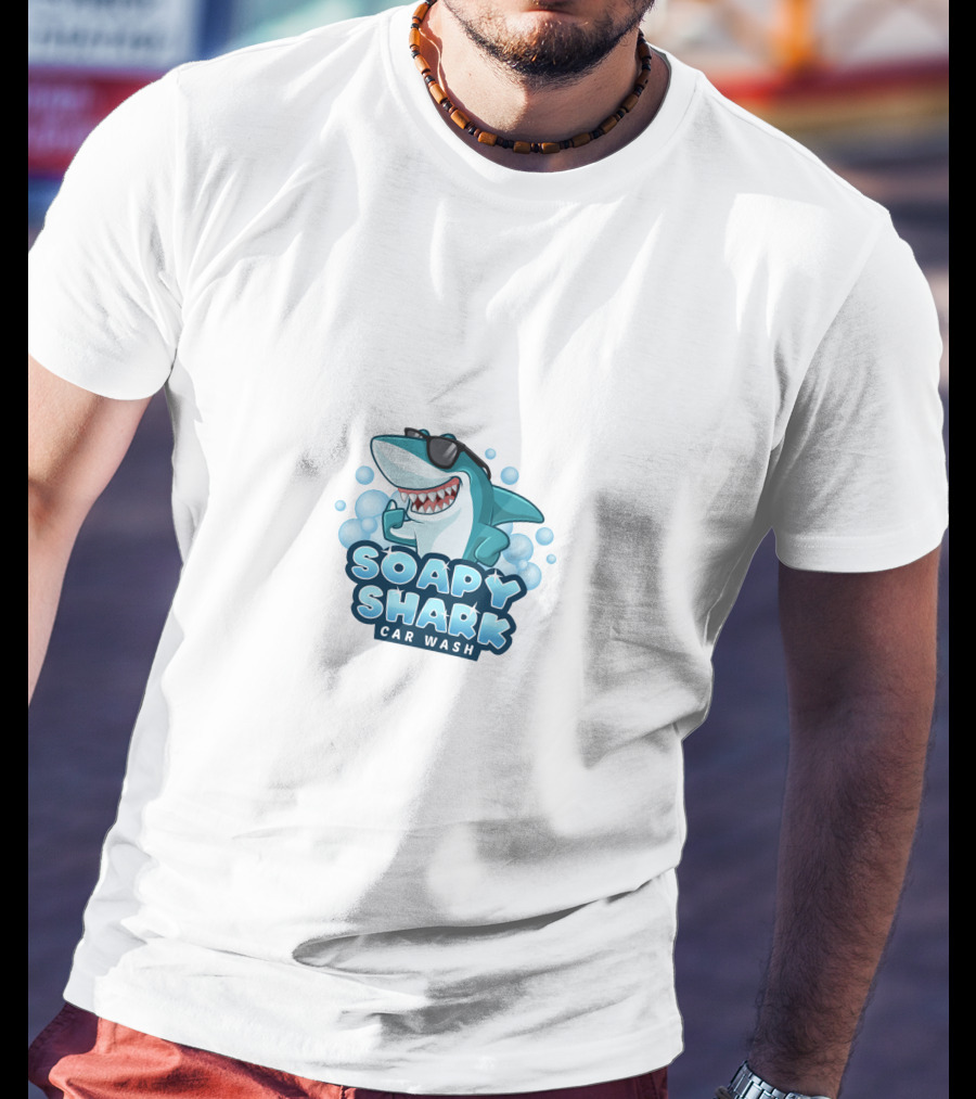 Soapy Shark Car Wash Bubbles Fun T-Shirt