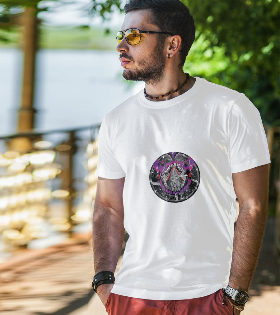 EPROM Psychedelic Triangle And Serpent Pattern With Purple And Black Elements T-Shirt
