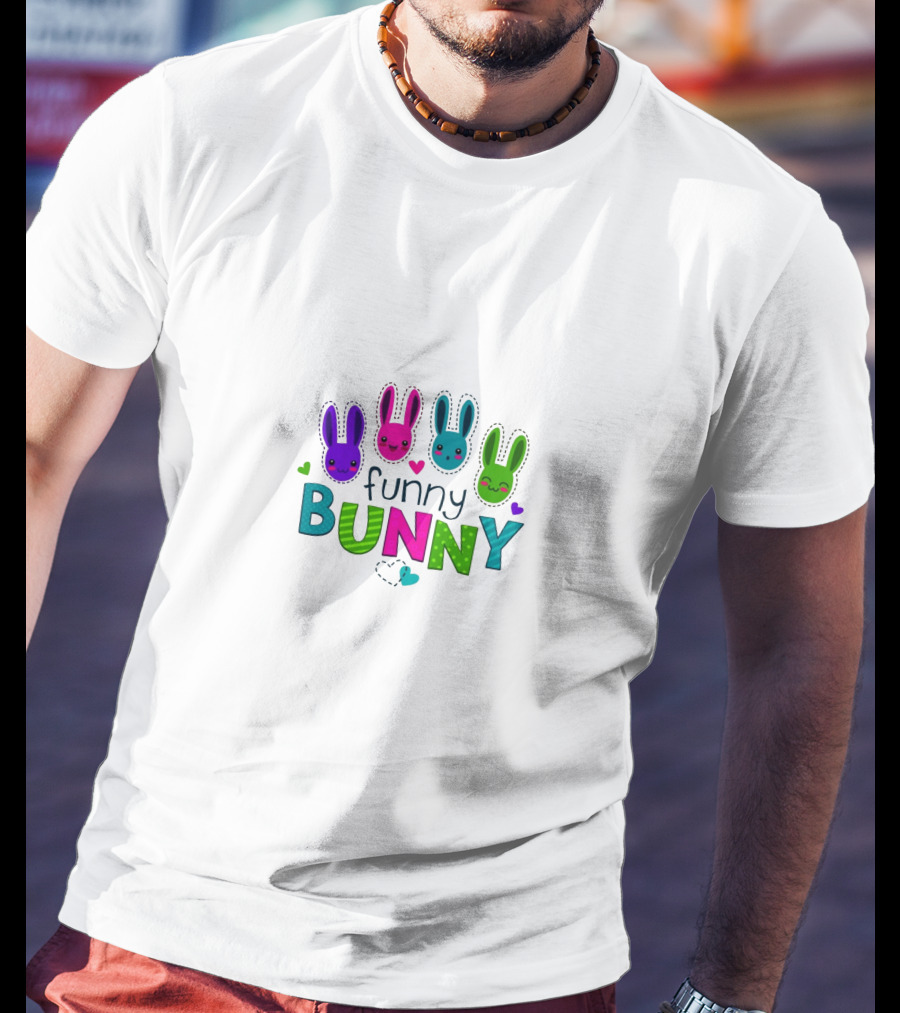 Funny Bunny Colorful Cute Rabbits Hearts Playful T-Shirt