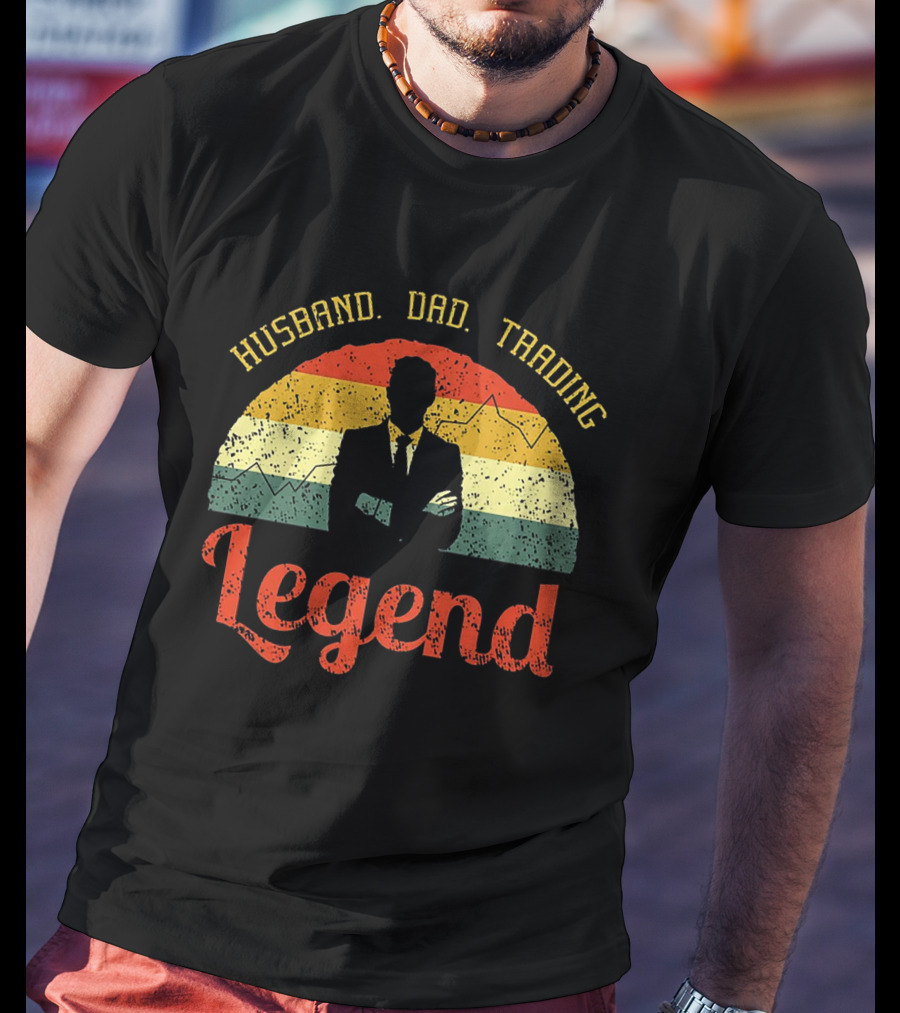 Husband Dad Trading Legend Vintage Style Silhouette Day Trader Investor T-Shirt