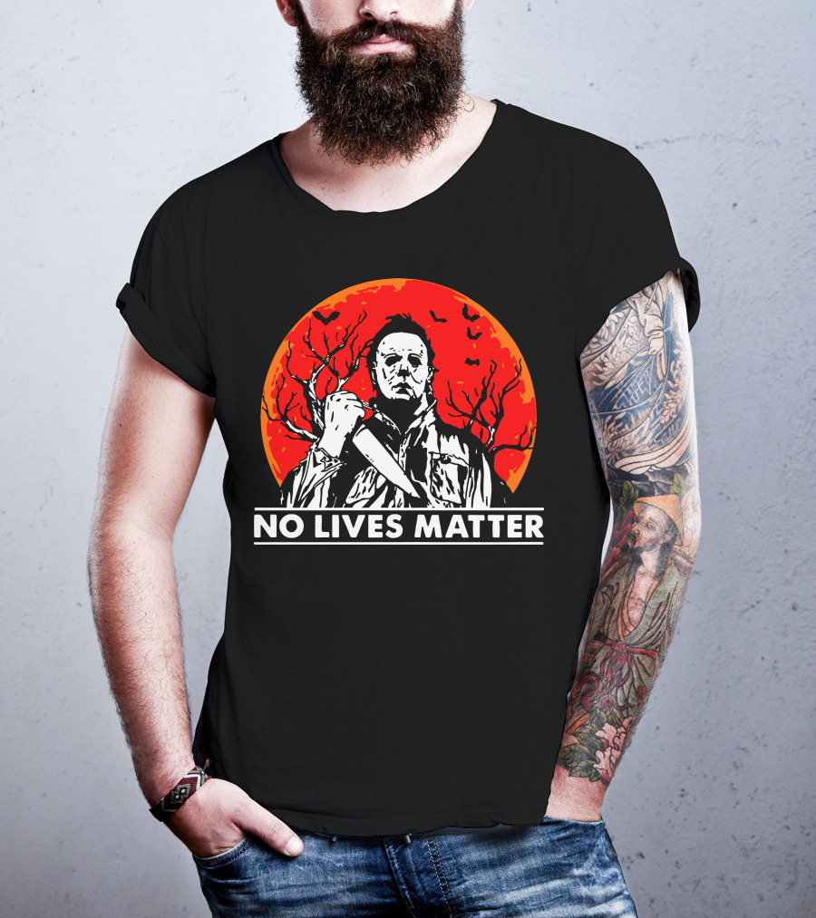 No Lives Matter Michael Myers Halloween Moon Knife Red Full Moon T-Shirt