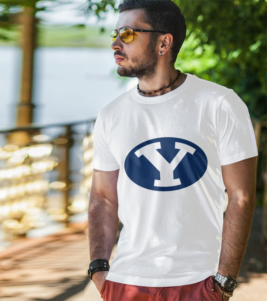 Brigham Young Cougars Y Logo Blue Oval T-Shirt