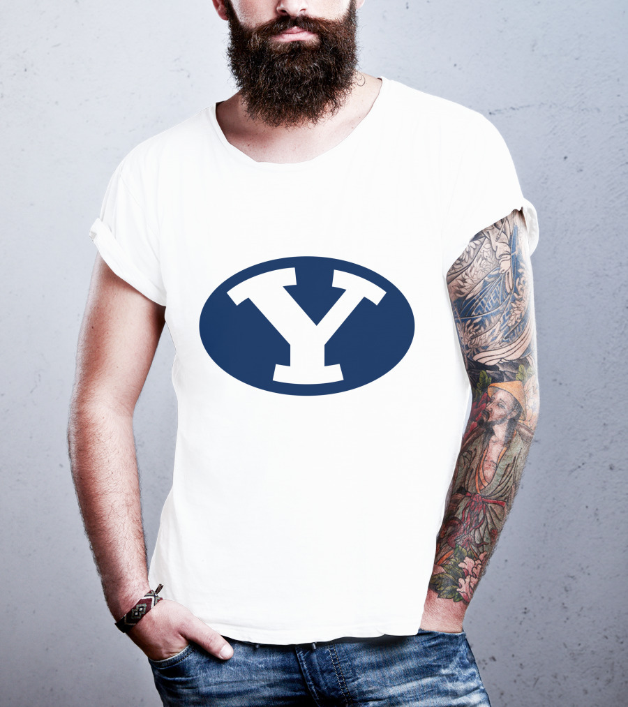 Brigham Young Cougars Y Logo Blue Oval T-Shirt