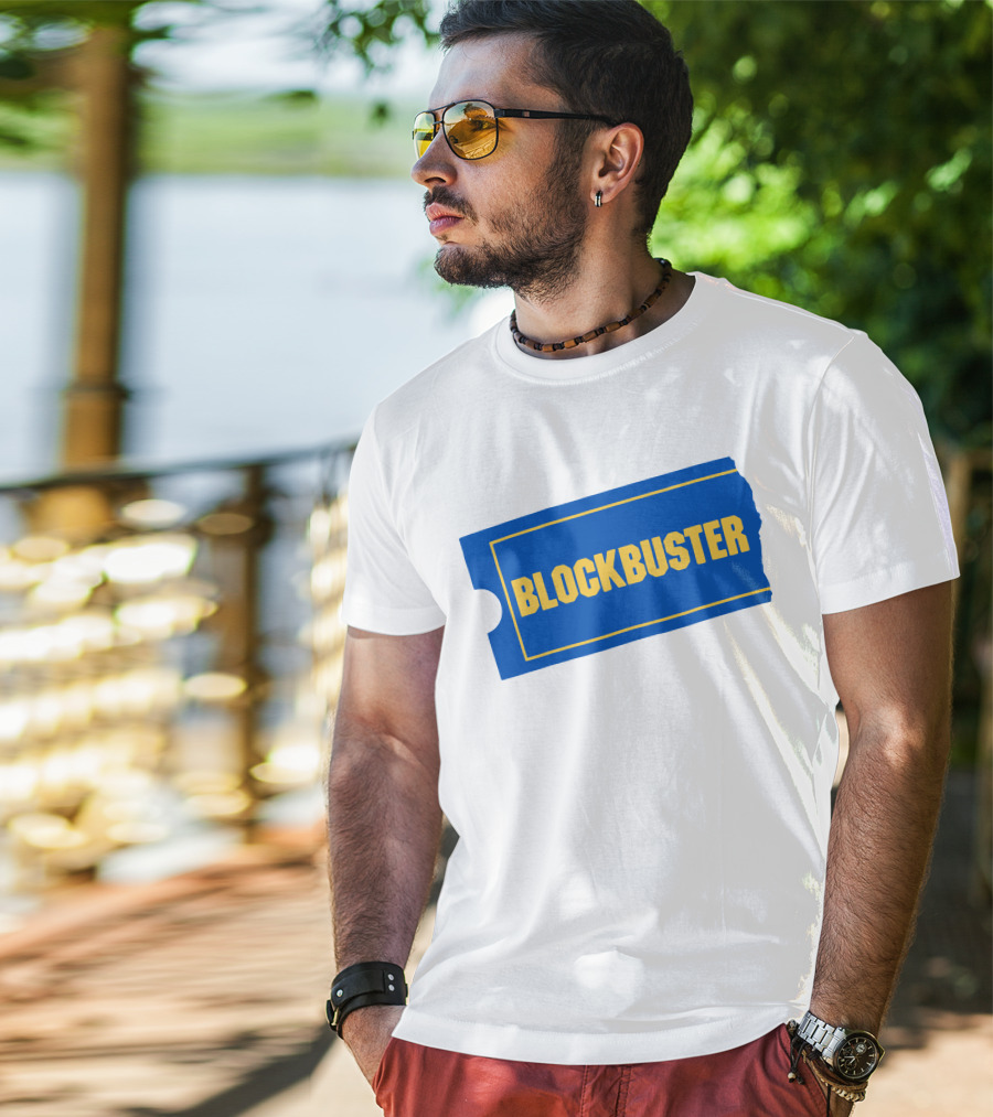 Blockbuster Blue Ticket Logo Nostalgia T-Shirt