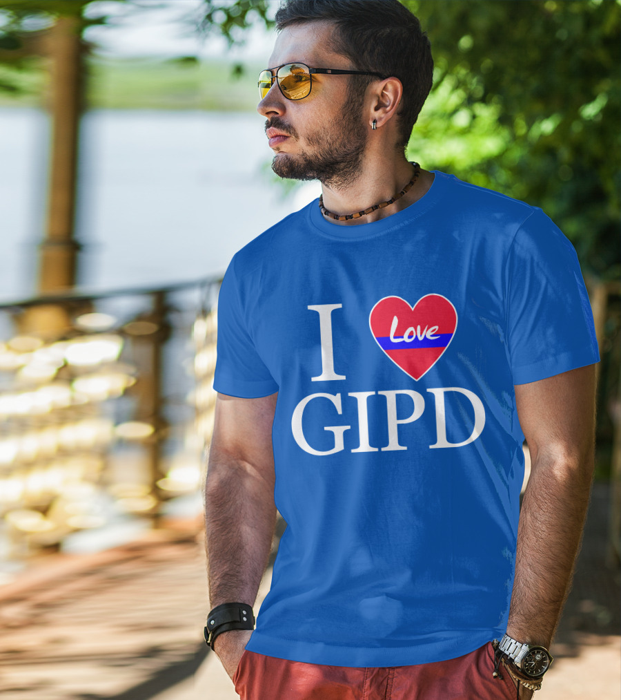 I Love GIPD Heart Symbol Blue Background T-Shirt