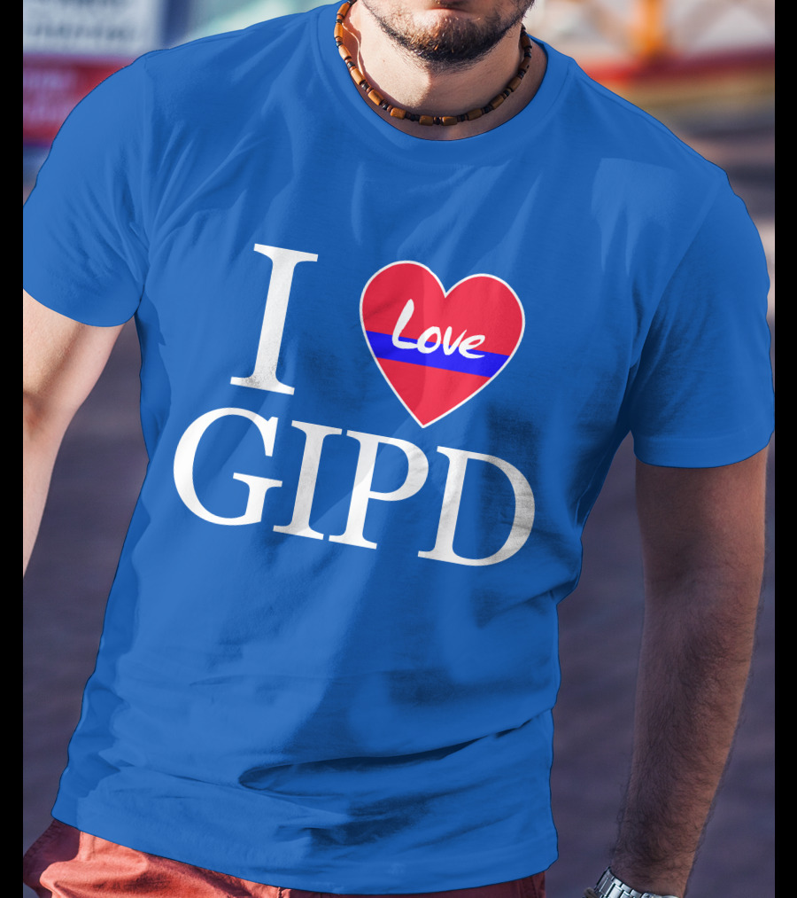 I Love GIPD Heart Symbol Blue Background T-Shirt